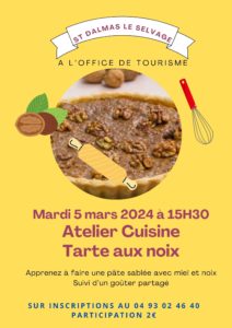 Mardi 5 mars Atelier cuisine Tarte aux noix